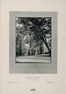 1904 Original B/W Print Newstead Abbey West Front Gate - ORIGINAL