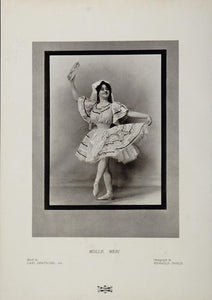 1904 Original Print Mademoiselle Meri Dancer Tambourine - ORIGINAL