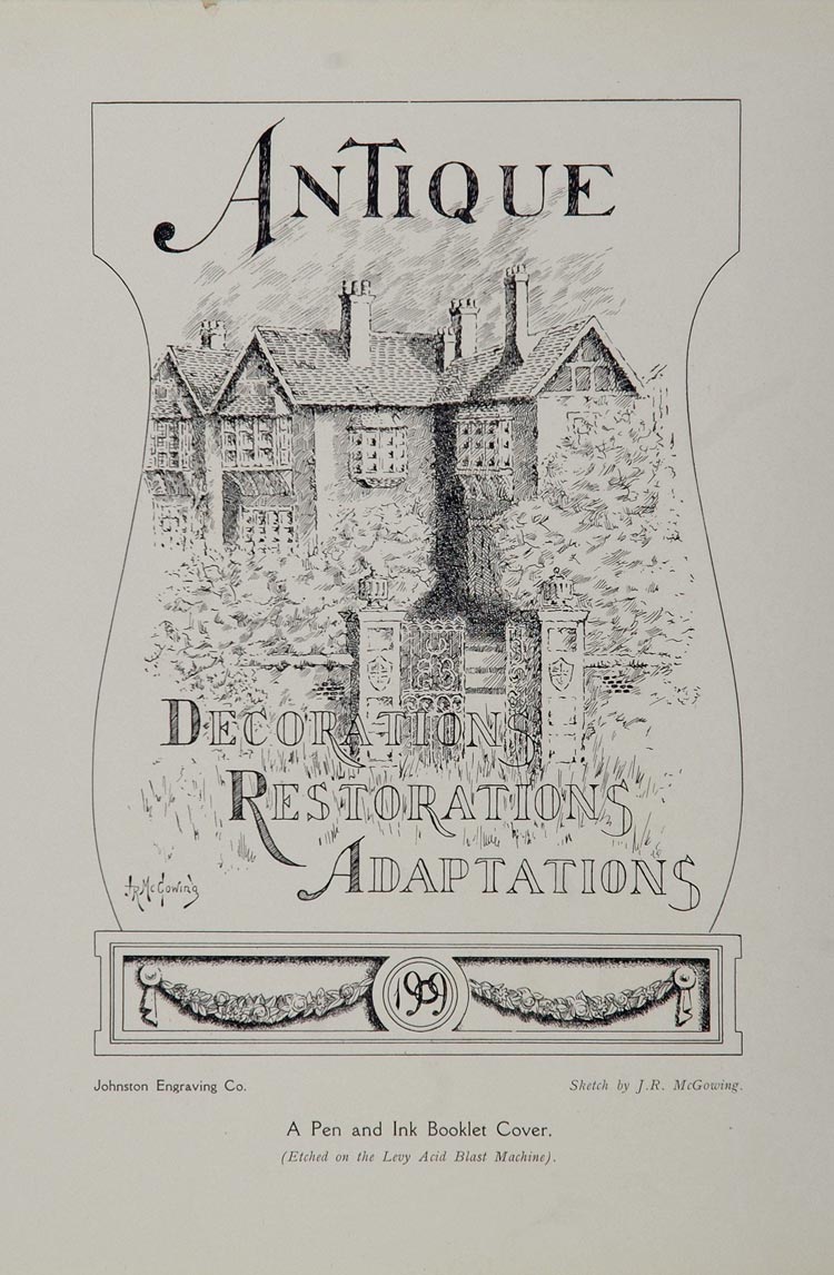 1910 House Sketch Cover Design J. R. McGowing B/W Print - ORIGINAL