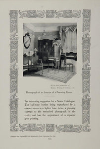 1910 Print Edwardian Drawing Room Living Art Nouveau - ORIGINAL