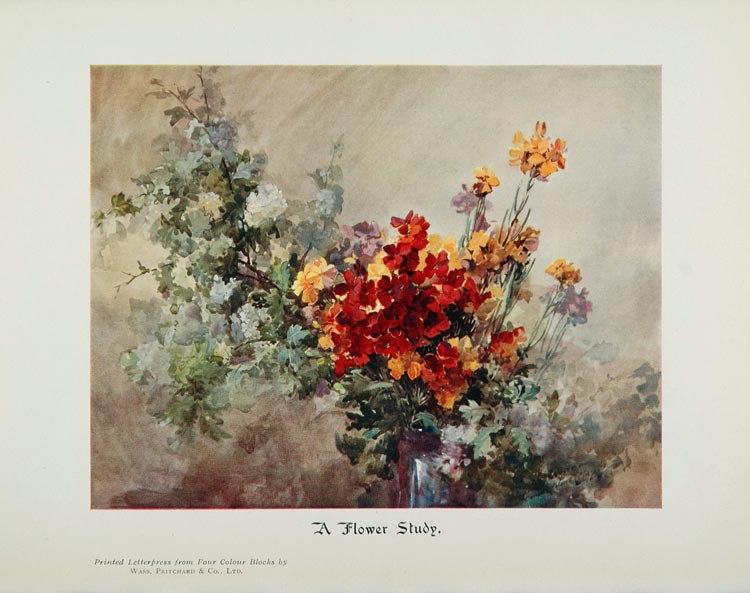 1926 Flowers Bouquet Wass Pritchard Four Color Print - ORIGINAL