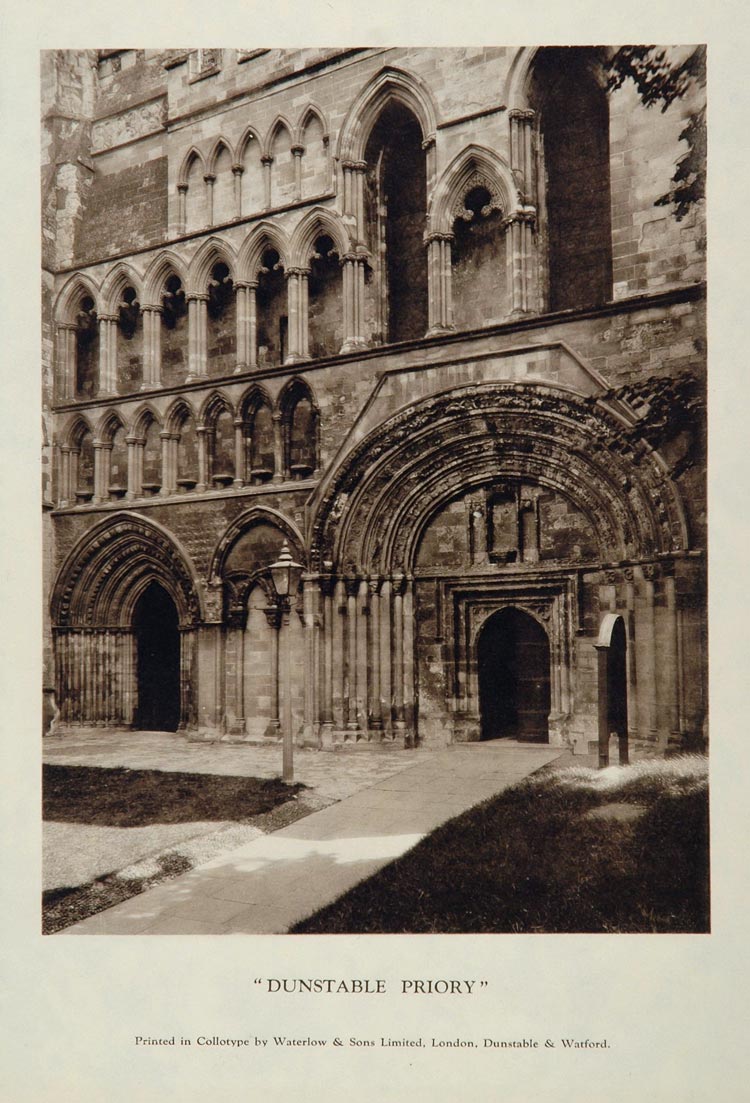 1926 Dunstable Priory Church of St. Peter England Print - ORIGINAL