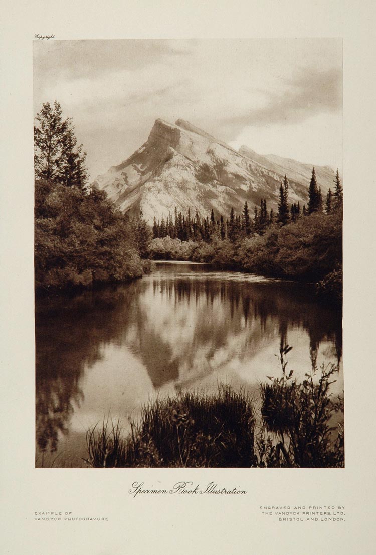 1926 Mountain Trees River Vandyck Photogravure Print - ORIGINAL PHOTOGRAVURE