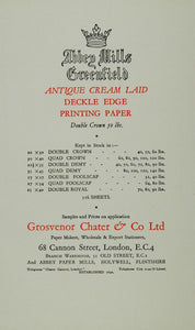 1926 Ad Grosvenor Chater Paper Abbey Mills Greenfield - ORIGINAL ADVERTISING