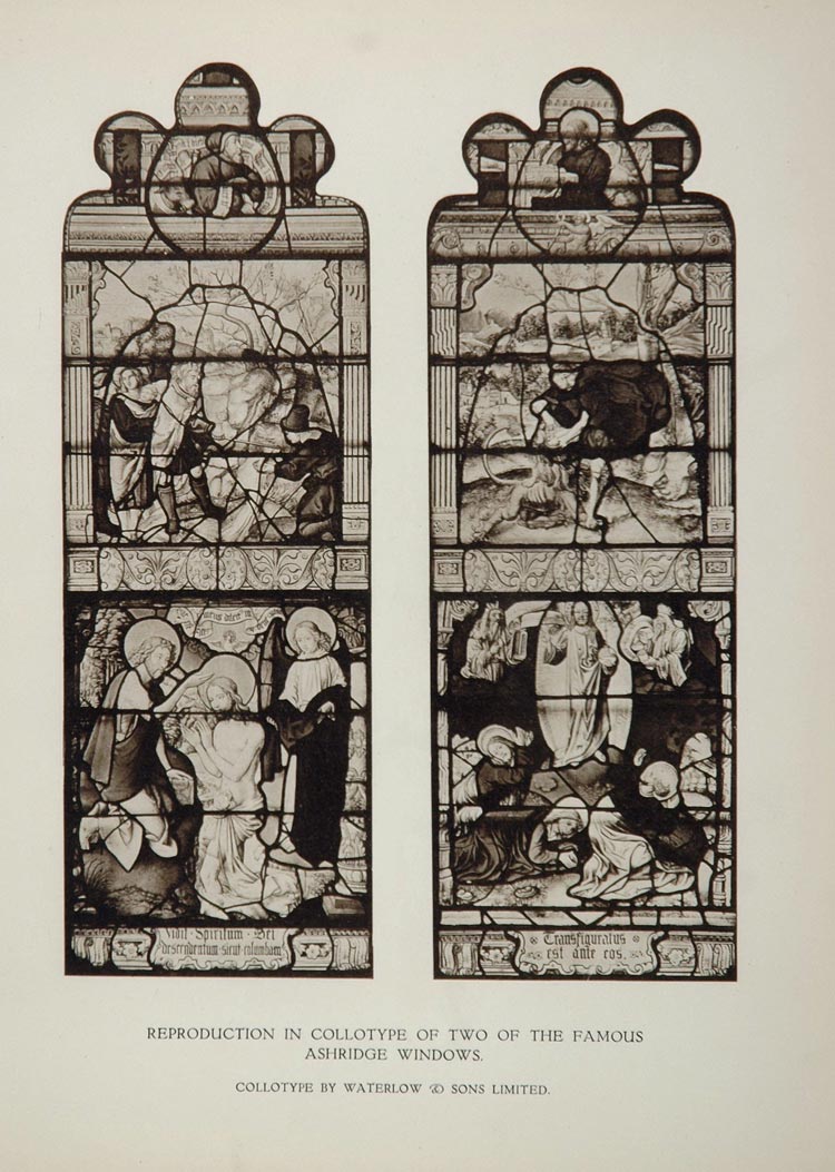 1929 Ashridge Stained Glass Windows Collotype Print - ORIGINAL