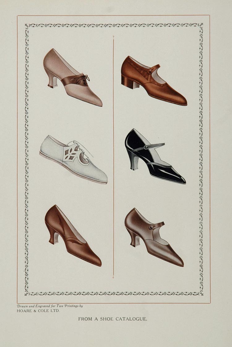1929 Color Print Woman's SHOES Vintage Hoare & Cole - ORIGINAL Period Paper Historic Art LLC 1929 Color Print Woman's SHOES Vintage Hoare & Cole - ORIGINAL Period Paper Historic Art LLC