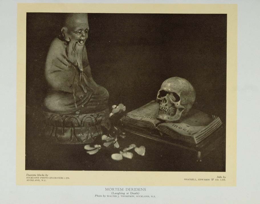 1933 Photo Print Mortem Deridens Laughing Death Skull - ORIGINAL