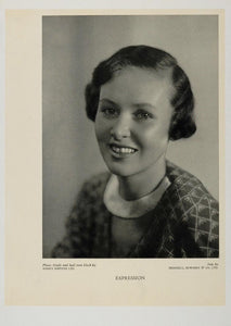 1933 Photo Print Portrait Girl Woman Smiling Smile - ORIGINAL