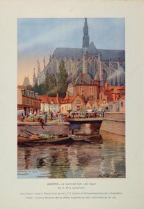 1934 Amiens France Le Marche Water Market Cartwright - ORIGINAL