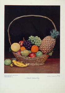 1934 Fruit Basket Grapes Pineapple Banana Apple Pear - ORIGINAL