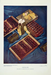 1934 Chocolate Box J. Meredith Candy Chocoholic Print - ORIGINAL