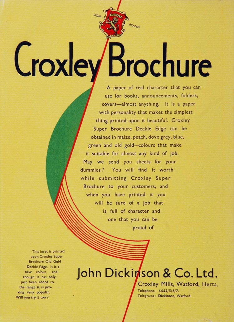 1934 Croxley Brochure Printing Paper Deckle Print Ad - ORIGINAL ADVERTISING