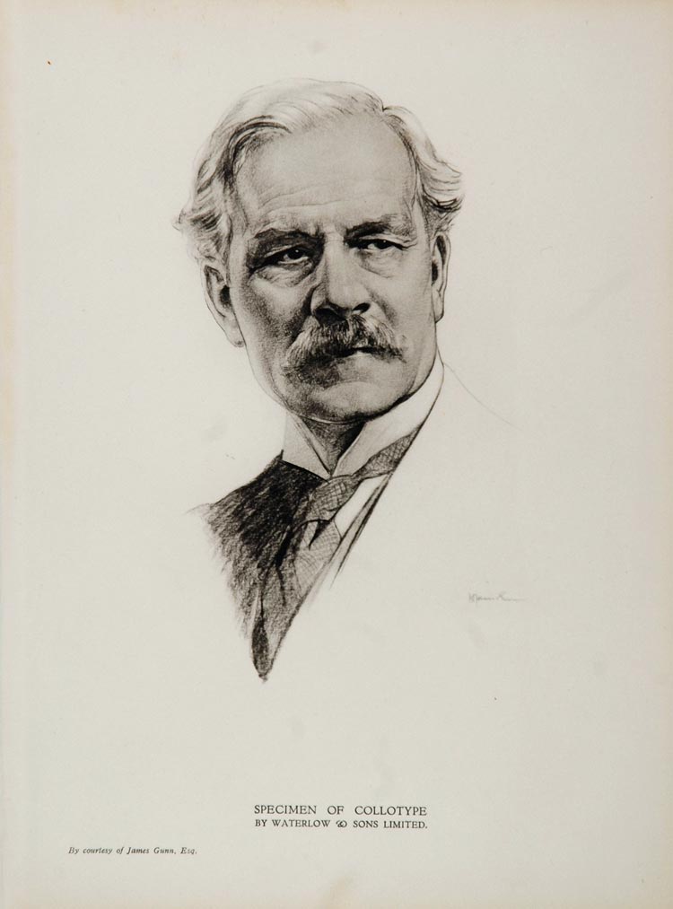 1934 Collotype Print Portrait Man Gentleman James Gunn - ORIGINAL