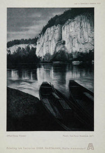 1935 Lake Canoes Cliffs Original Black/White Print - ORIGINAL