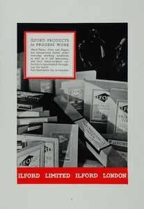 1938 Ad Ilford Printing Process Plates Films Papers - ORIGINAL ADVERTISING