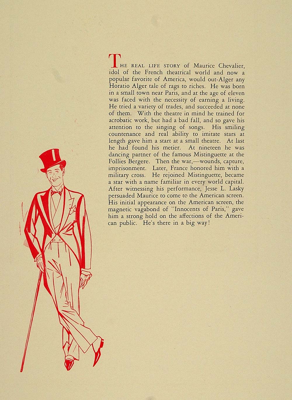 1930 Print Maurice Chevalier Paramount Movie Star Actor - ORIGINAL PEP2