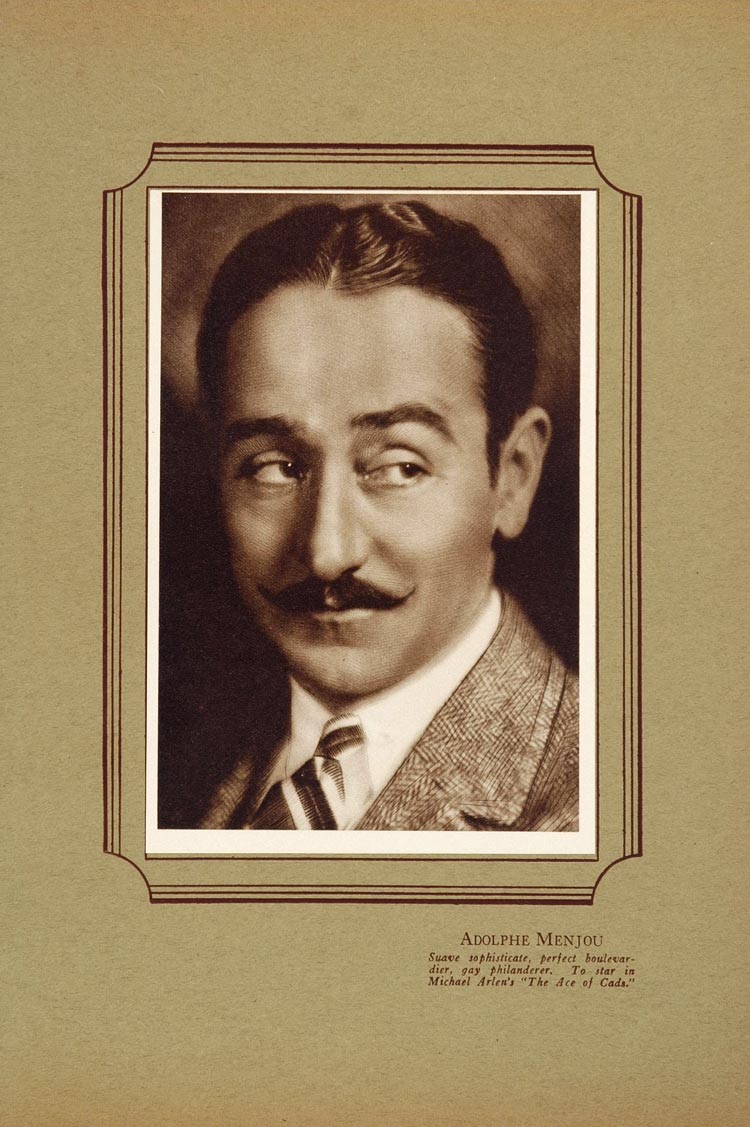 1925 Adolphe Menjou Silent Film Lithograph Portrait - ORIGINAL