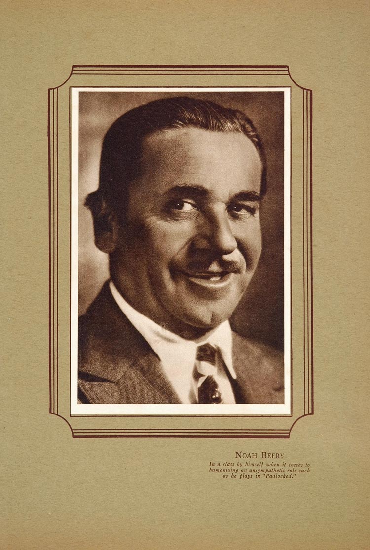 1925 Noah Beery Silent Film Heavy Lithograph Portrait - ORIGINAL