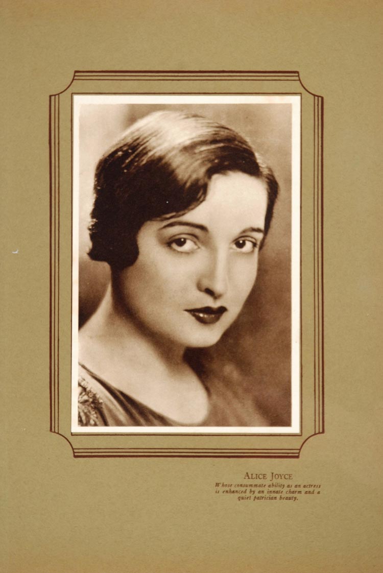 1925 Alice Joyce Silent Film Star Lithograph Portrait - ORIGINAL