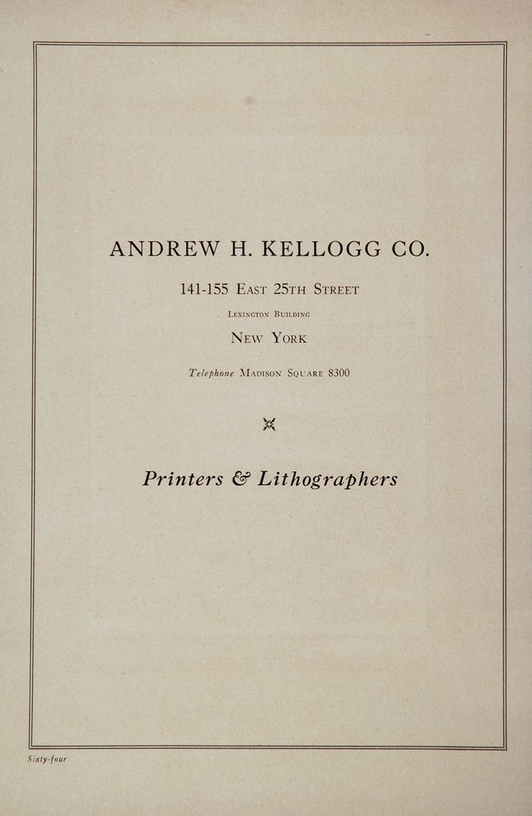 1925 Ad Andrew H. Kellogg Printers Lithographers NYC - ORIGINAL ADVERTISING