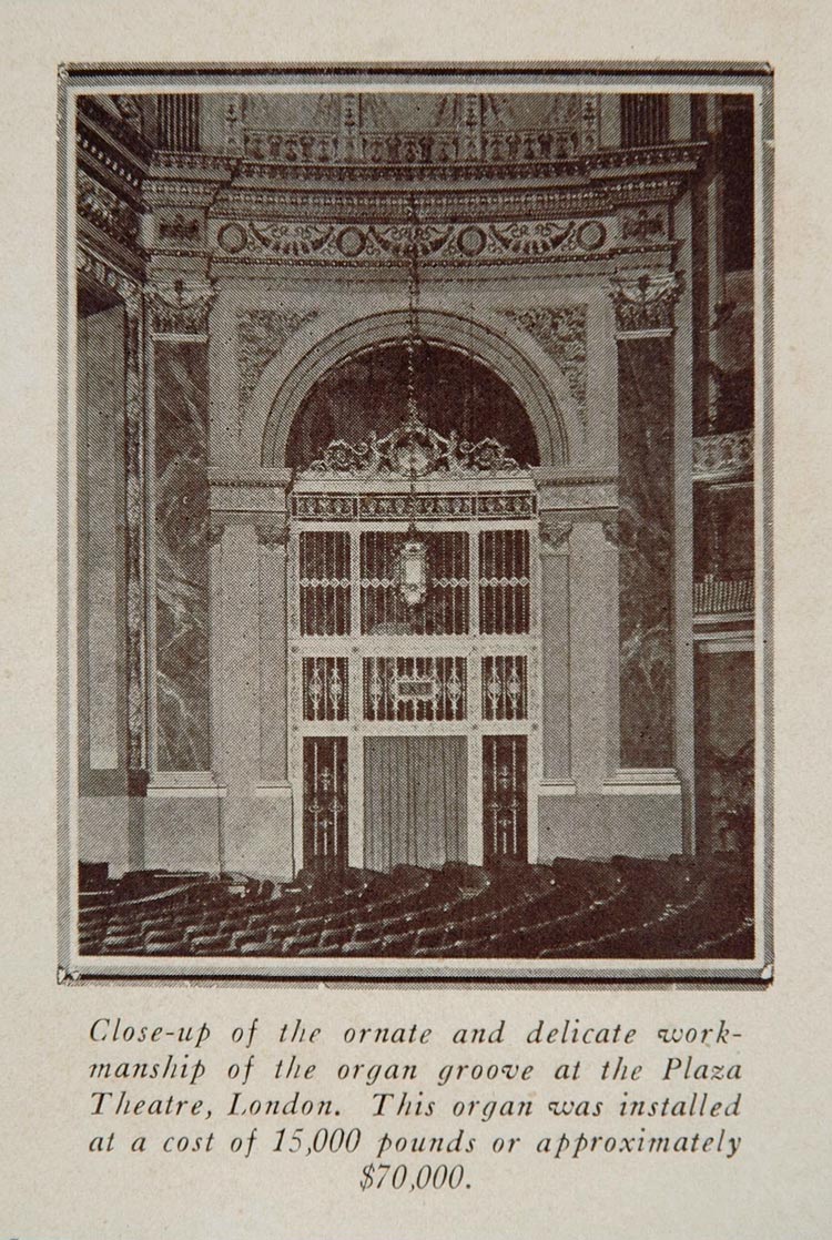 1925 Organ Plaza Movie Theatre London Interior Print - ORIGINAL HISTORIC IMAGE