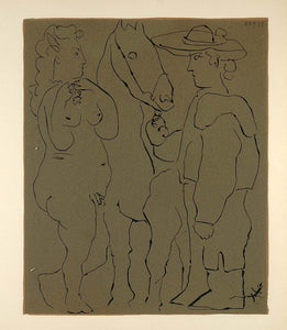 1962 Linocut Spanish Picador Horse Nude Woman Picasso - Limited Edition 472/520