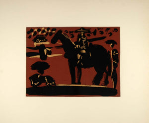 1962 Linocut Mounted Picador Horse Bullfight Picasso - Limited Edition 472/520