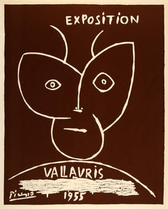 1971 Tipped-In Print Artist Pablo Picasso Exposition Vallauris 1955 Brown PIC3