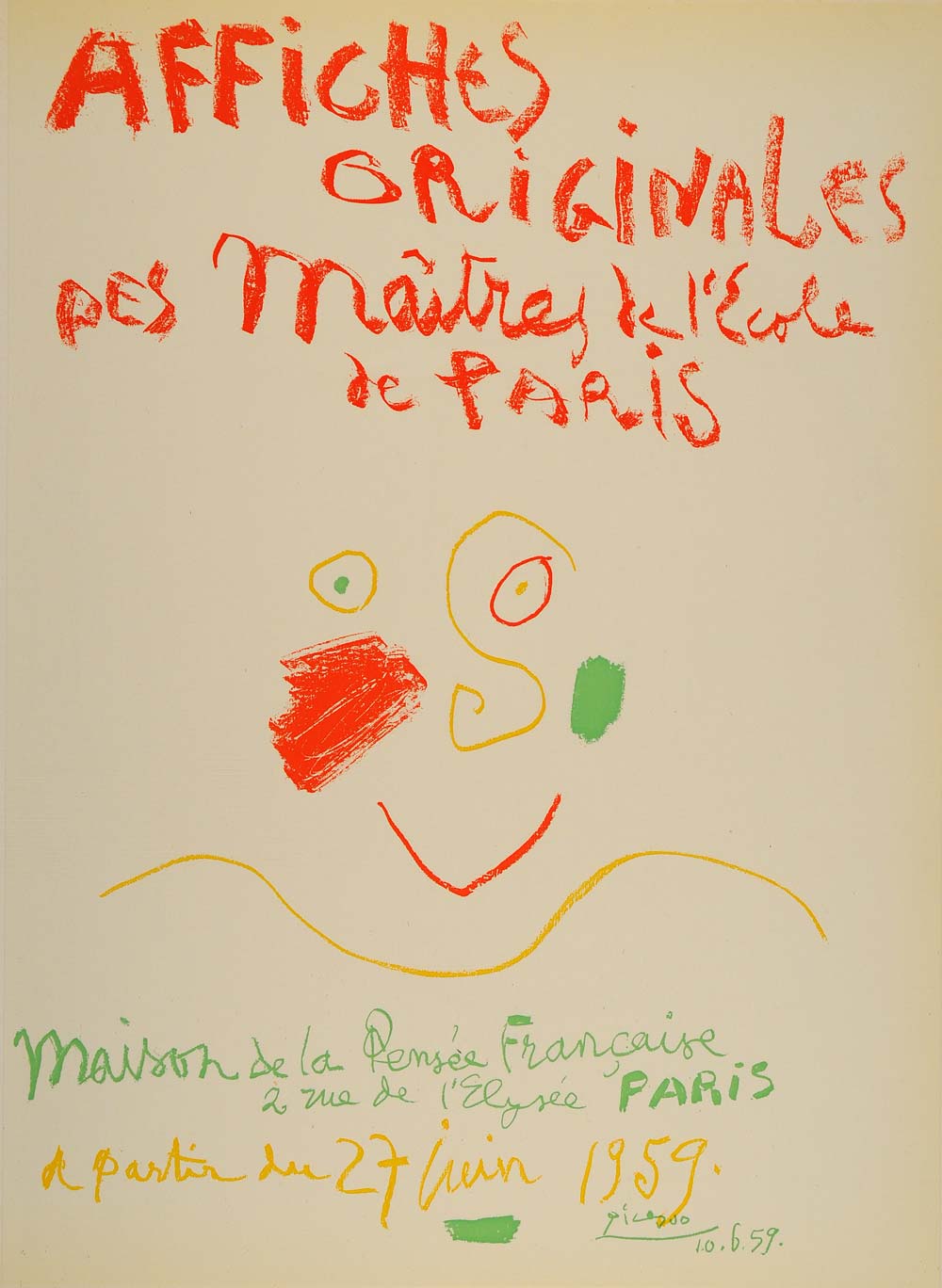 1971 Print Picasso Affiches Originales Ecole Paris 1959 - ORIGINAL PIC3