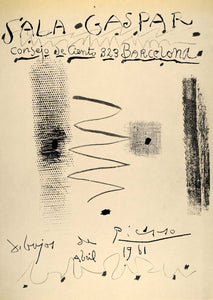 1971 Tipped-In Print Picasso Sala Gaspar Barcelona 1961 Line Texture PIC3