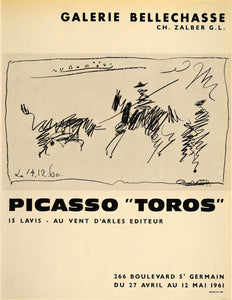 1971 Print Picasso Toros Bulls Galerie Bellechasse 1961 - ORIGINAL PIC3