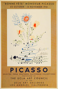 1971 Print Picasso Bonne Fete Happy Birthday UCLA 1961 - ORIGINAL PIC3