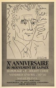1971 Print Picasso Frederic Joliot Curie Peace Paix - ORIGINAL PIC3