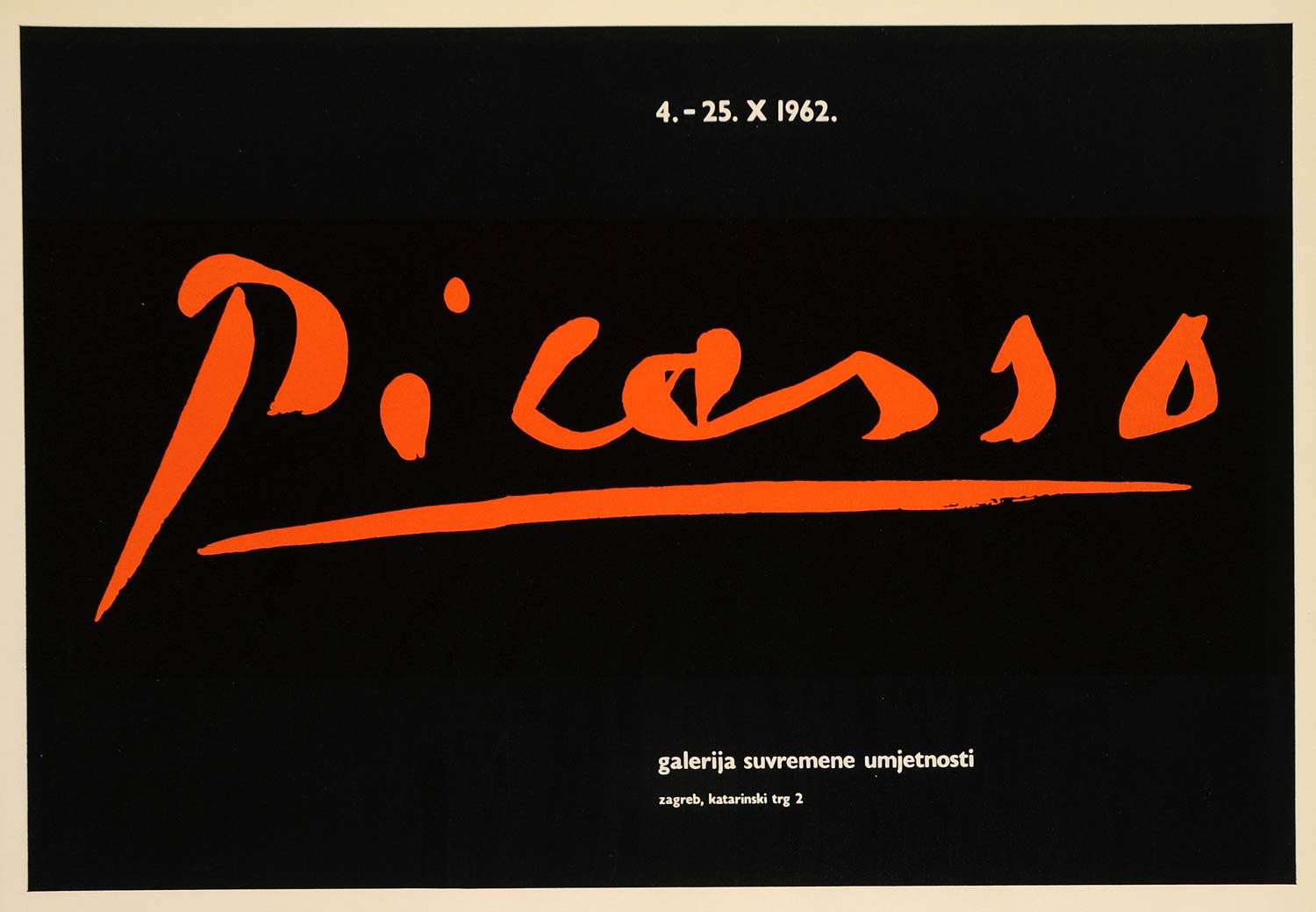 1971 Print Artist Picasso Galerija Suvremene Umjetnosti Zagreb Orange PIC3