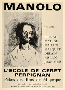 1971 Print Picasso Manolo L'Ecole de Ceret Perpignan - ORIGINAL PIC3
