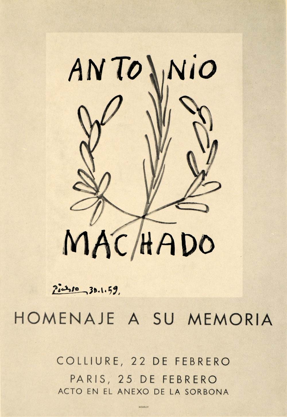 1971 Print Picasso Antonio Machado Memoria Poster 1959 - ORIGINAL PIC3
