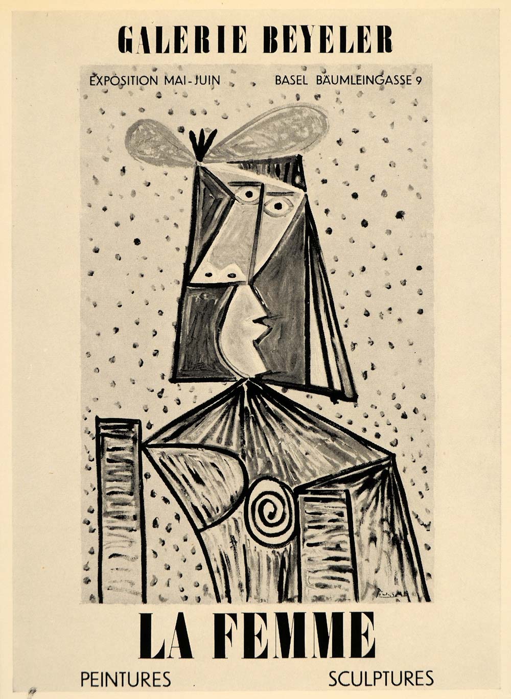 1971 Print Picasso La Femme Galerie Beyeler Poster 1960 - ORIGINAL PIC3