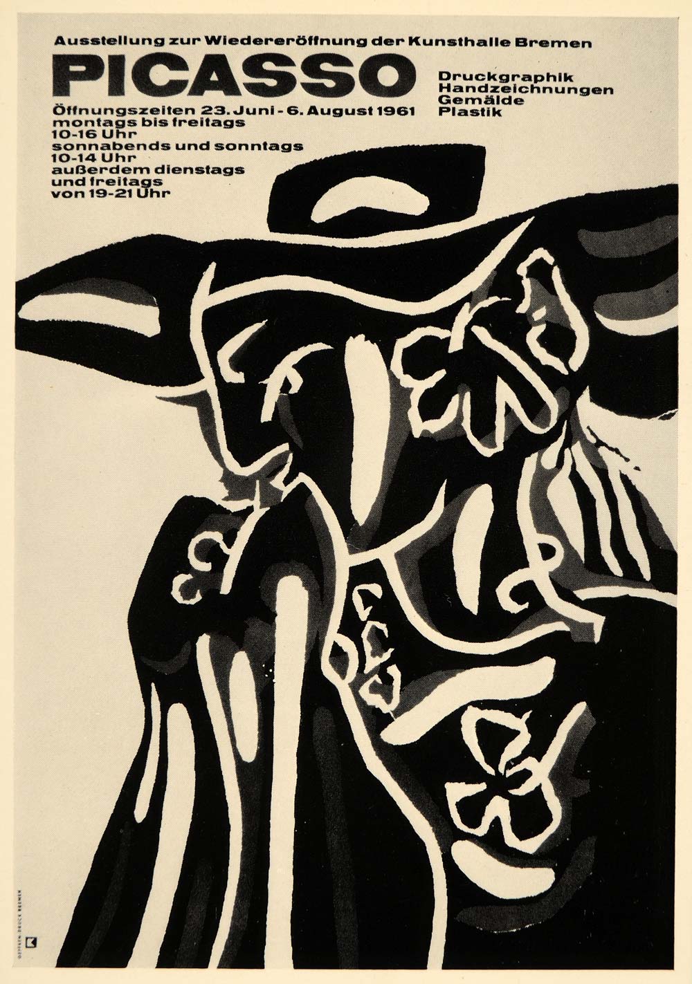 1971 Print Picasso Art Kunsthalle Bremen Poster 1961 - ORIGINAL PIC3