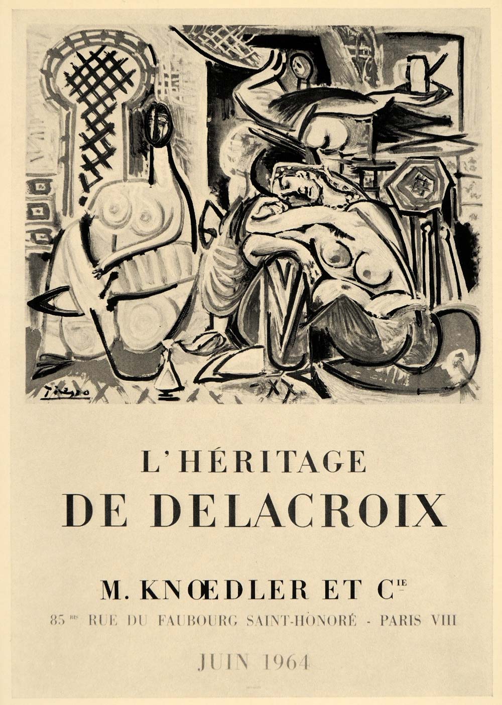 1971 Print Picasso Delacroix Galerie M. Knoedler Poster - ORIGINAL PIC3