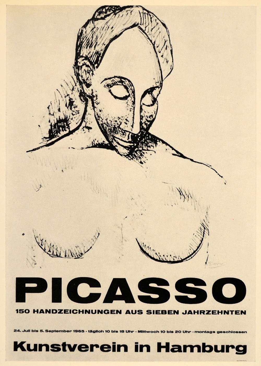1971 Print Picasso Nude Kunstverein Hamburg Poster 1965 - ORIGINAL PIC3