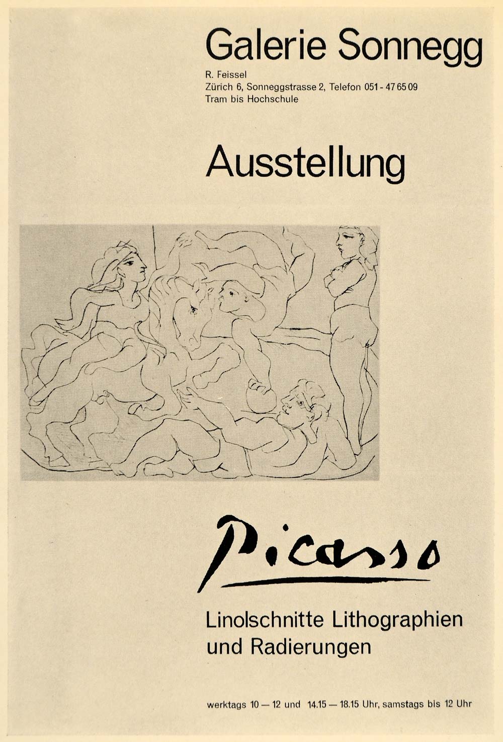 1971 Print Pablo Picasso Galerie Sonnegg Zurich Poster - ORIGINAL PIC3