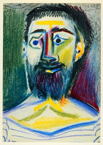 1966 Print Pablo Picasso Original Portrait Bearded Man - ORIGINAL
