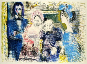 1966 Print Pablo Picasso Family Portrait Old Couple  - ORIGINAL