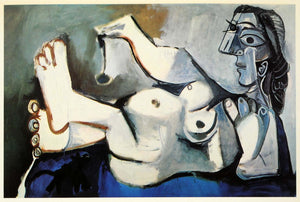 PICASSO【横たわる裸婦】、高級画集画、状態良好、新品高級額装付 1966 Print Pablo Picasso Nude Lady Reclining Black Cat - ORIGINAL