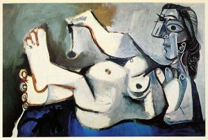 1966 Print Pablo Picasso Nude Lady Reclining Black Cat - ORIGINAL