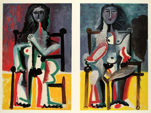 1966 Print Pablo Picasso Original Two Nude Women Chairs - ORIGINAL