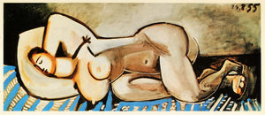 1966 Print Pablo Picasso Sleeping Nude Woman Stripes - ORIGINAL
