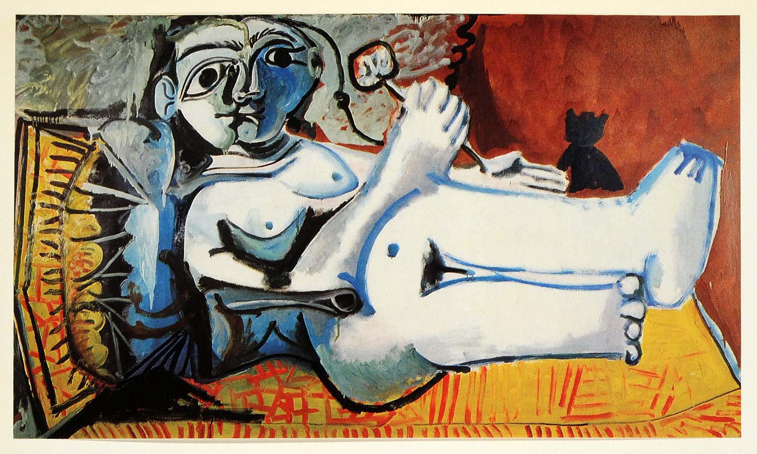 1966 Print Pablo Picasso Naked White Lady Gold Pillow - ORIGINAL