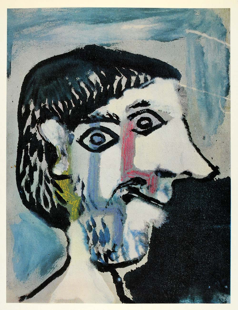 1966 Print Pablo Picasso Original Bearded Man Profile - ORIGINAL