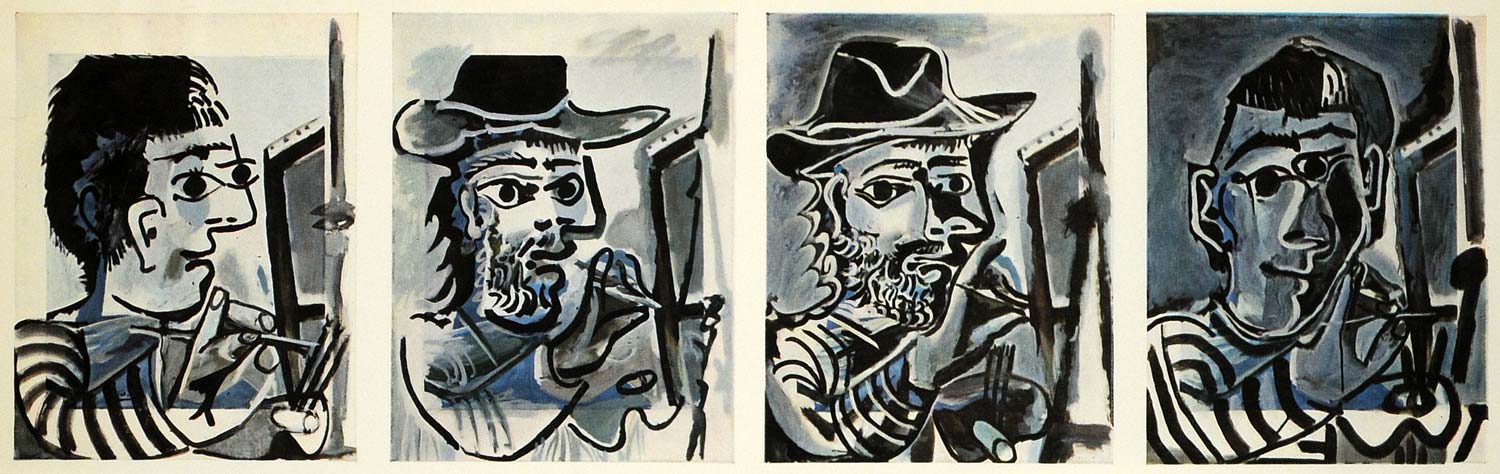 1966 Print Pablo Picasso Slate Gray Painter Portraits - ORIGINAL
